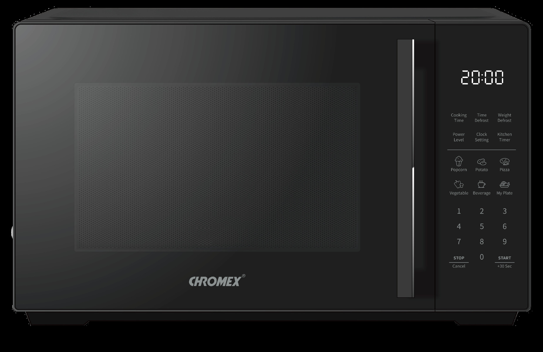 מיקרוגל דיגיטלי שטוח Chromex CH-808-NP 23 ליטר ללא צלחת - שחור