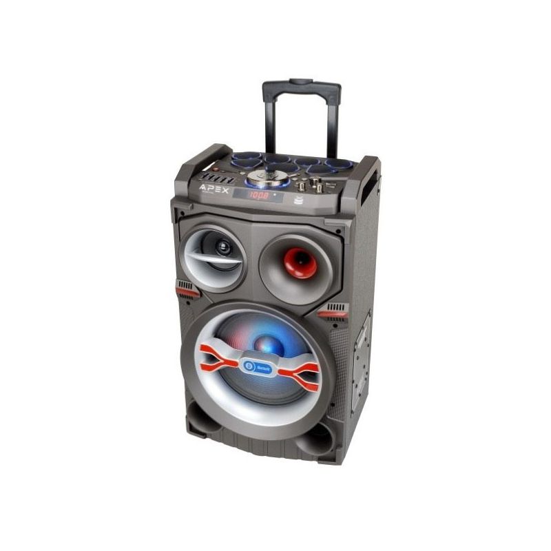 APEX רמקול קריוקי ’’ 10 נייד + תופים עם מיקרופון אלחוטי  דגם AP1590