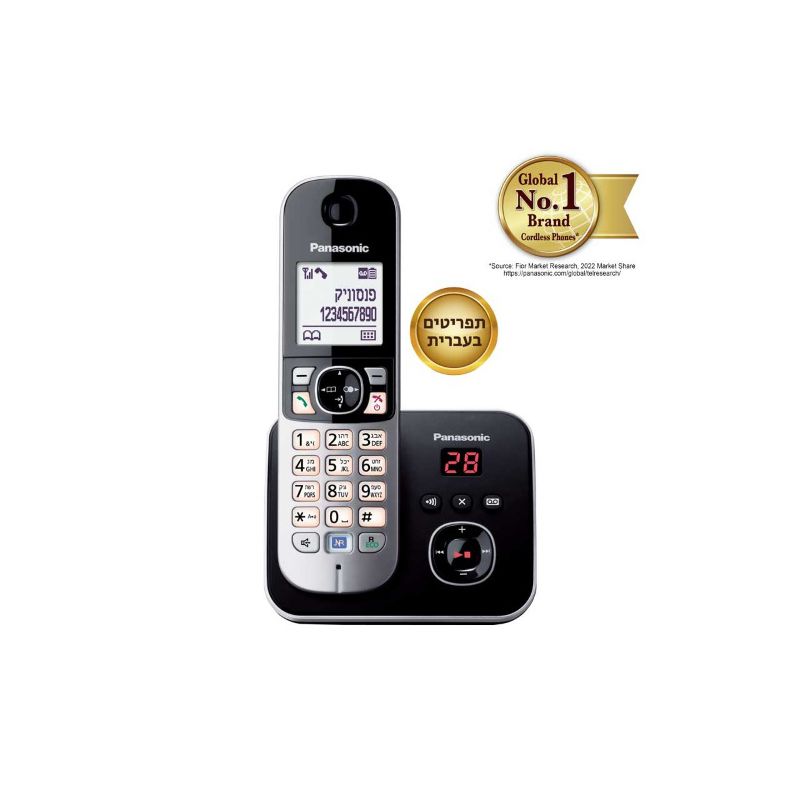 טלפון אלחוטי + משיבון פנסוניק Panasonic דגם KXTG6821MBB